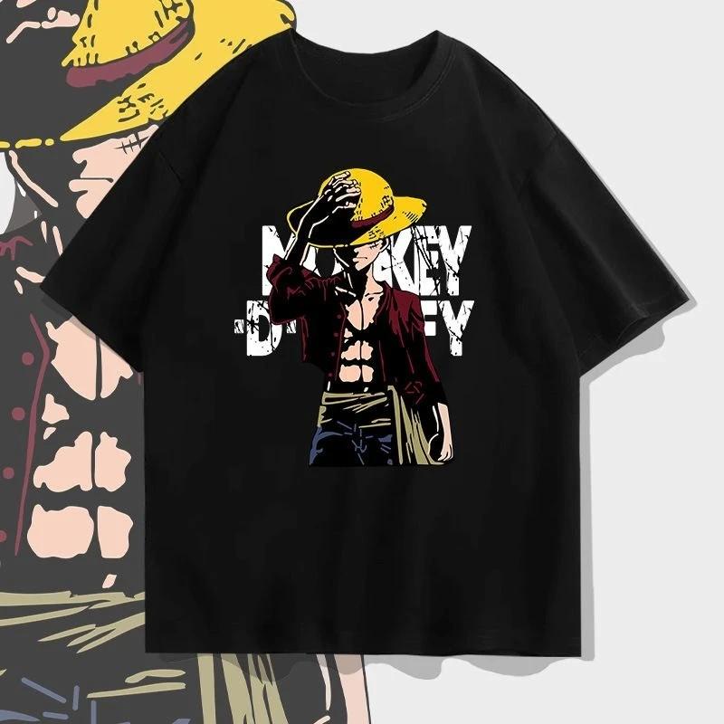 2026 New ONE PIECE Straw Hat Luffy Cotton Short Sleeved T-shirt Men's and Women's One Piece Short Sleeved Shirt Summer
