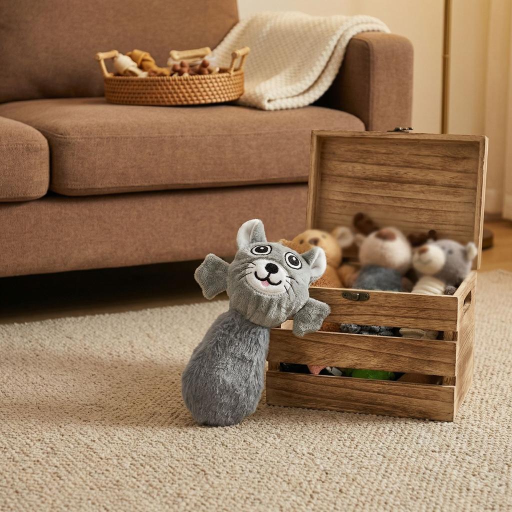 Interactive Squeaky Dog Toys Cartoon Animal Plush Pet Toys Resistant Teeth Grinding Chew Toys