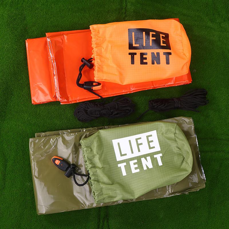 1 Person Emergency Shelter Survival Tent Kit Aluminum Film Triangle Tent Sleeping Bag With Storage Bag Outdoor Thermal Blanket