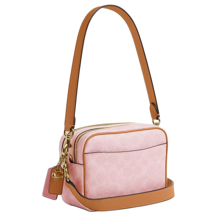Coach Carey 18 Valentines Day Limited Edition Monogram Double Zipper Backpack Women Shoulder Bag Pink CEK74-IMPO