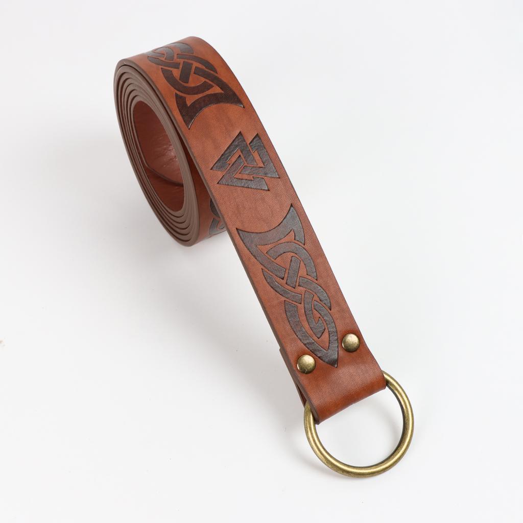 Renaissance PU Leather Belt Viking Cosplay Printed Belt for Medieval Renaissance Faire Costumes