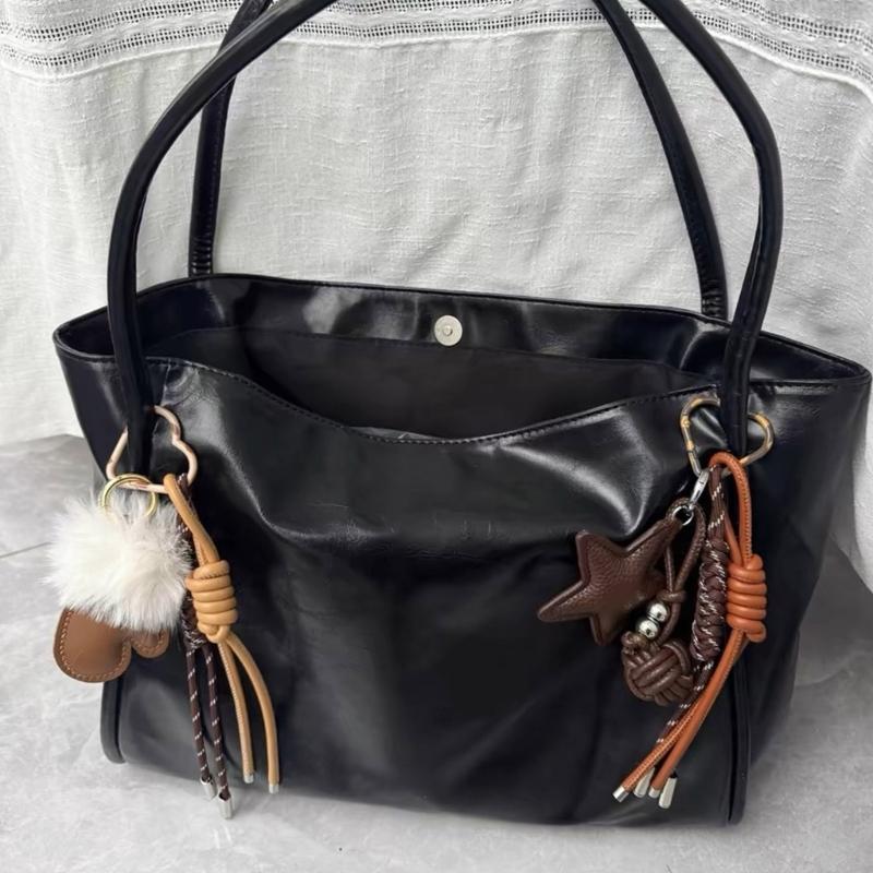 Trendy PU Leather Star Pendant Keychain Stylish Braided Rope Key Holder Handmade Colorful Keyring for Fashion Lovers