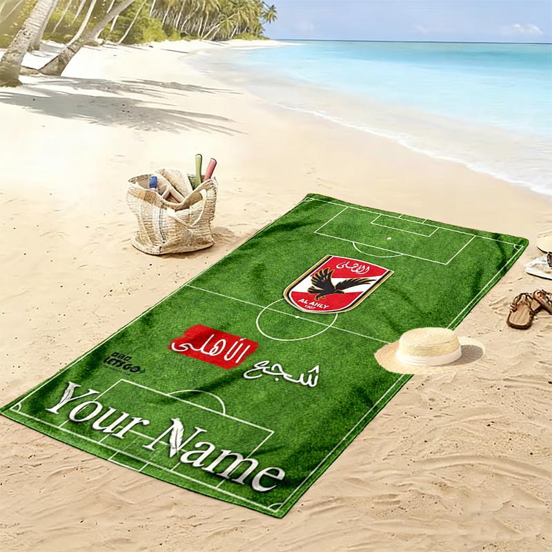 Name Custom Al Ahly Sporting Print Beach Towel, Large Soft Quick Dry Towel for Beach Camping Swimming