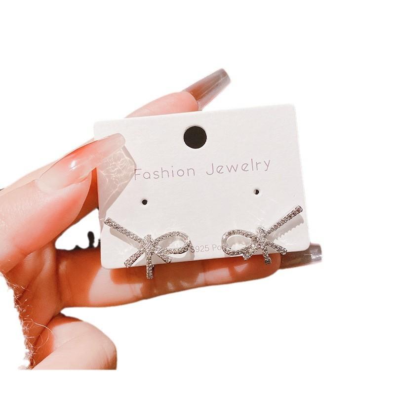 Super Flash Irregular Bow Stud Earrings Temperament Light Luxury Earrings Fairy Niche Design Earrings Female