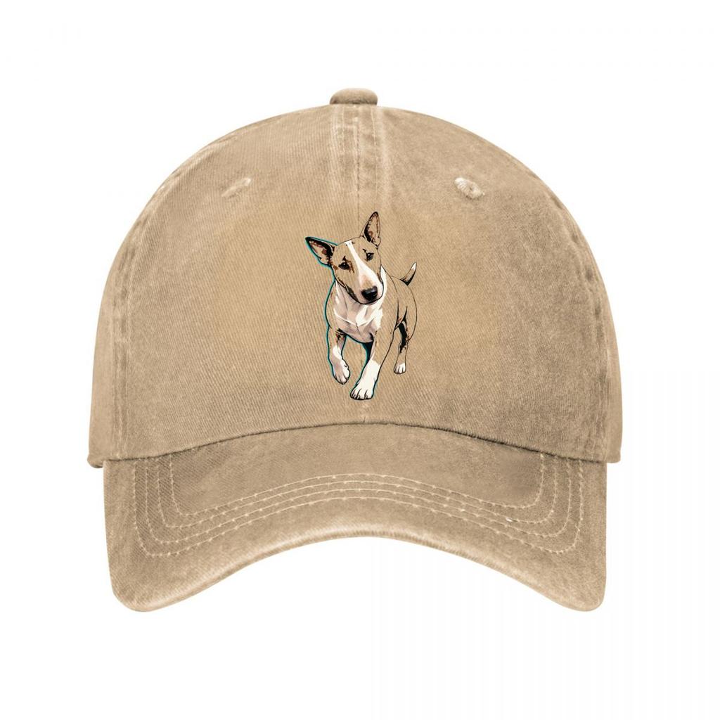 Playful Bull Terrier Pop Art New Vintage Washed Cotton Baseball Cap Sun Hats