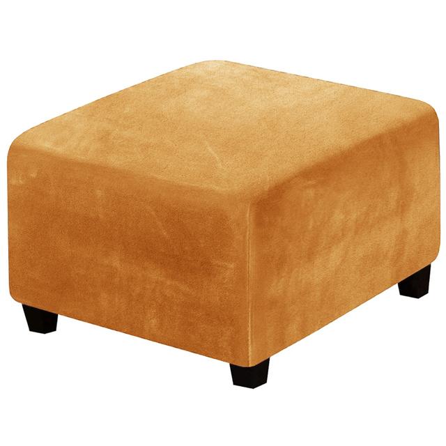 Velvet Fabric Square Ottoman Covers Stretch Footstool Cover Bench Storage Stool Cover Washable Household Furniture Protector Cover Sets 3 Size