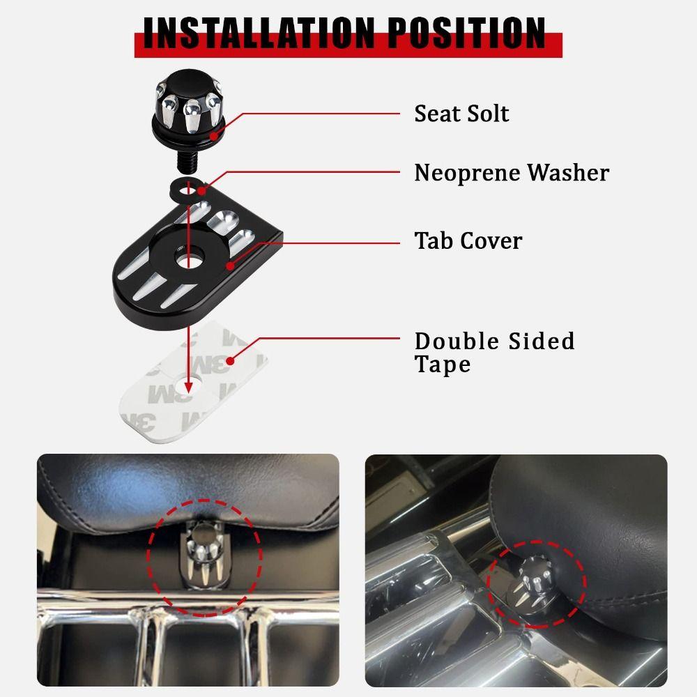 1 Set Black Motorcycle Seat Bolt Rear Side Tab Screw Kit Tab Mount Kit Fit for Harley
