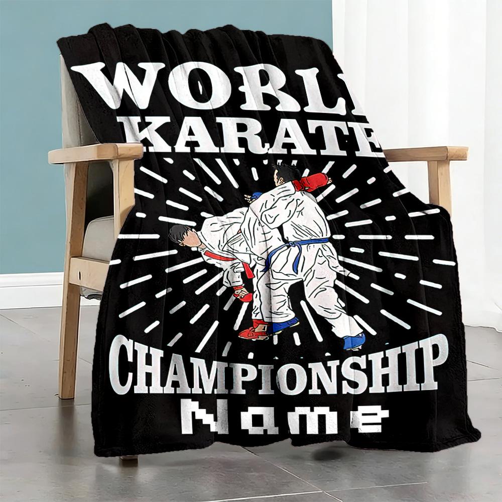 Taekwondo Competition Customize Text Blanket Lightweight Personalized Blanket Soft Warm Cozy Throw For Sofa Couch Office Chair Bed