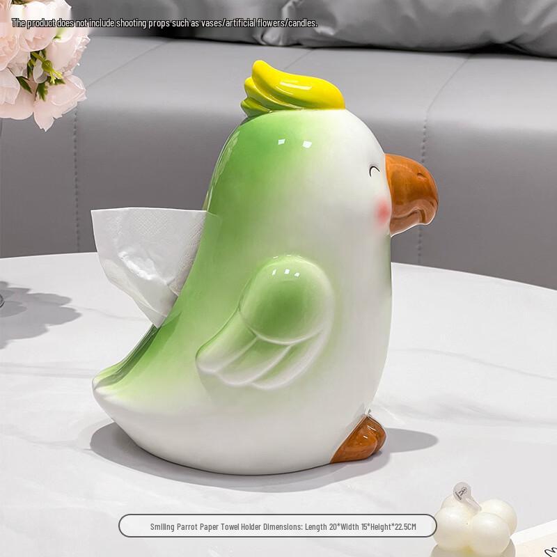 Cute Ceramic Parrot Tissue Box