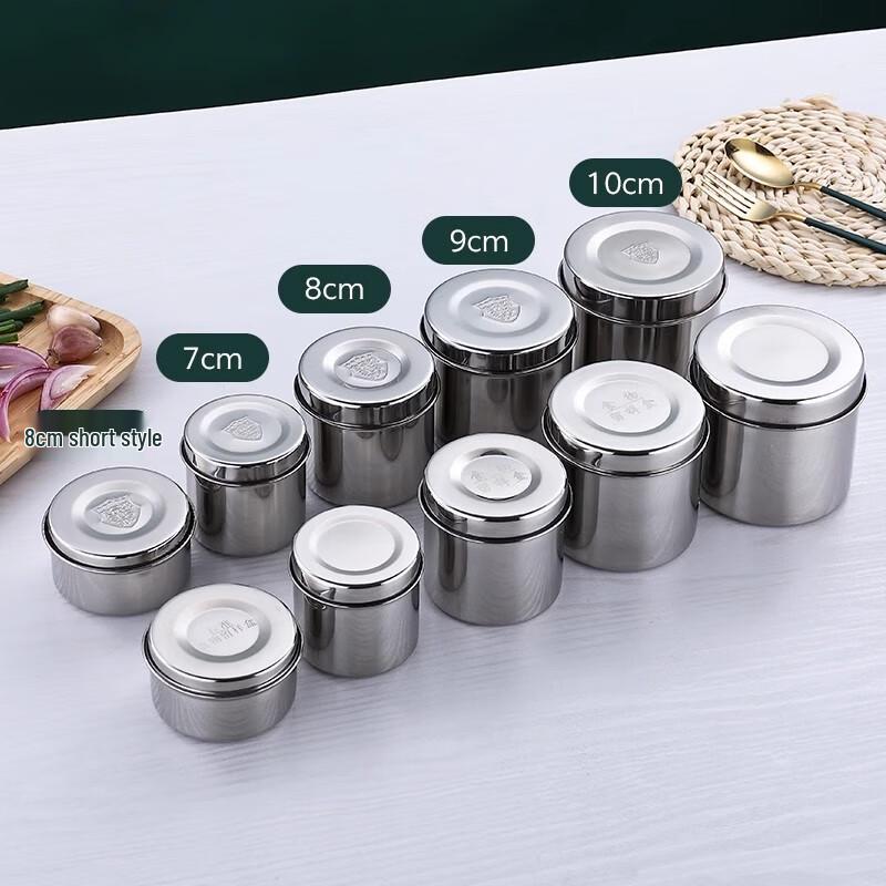 304 Edelstahl Lebensmittelproben-Gläser mit Deckel, 8cm (10er-Pack)