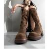 2025 Autumn/Winter New Fashionable Women's Boots Thick Soled Elastic Skinny Boots Knee Length Round Head Retro Knight Boots