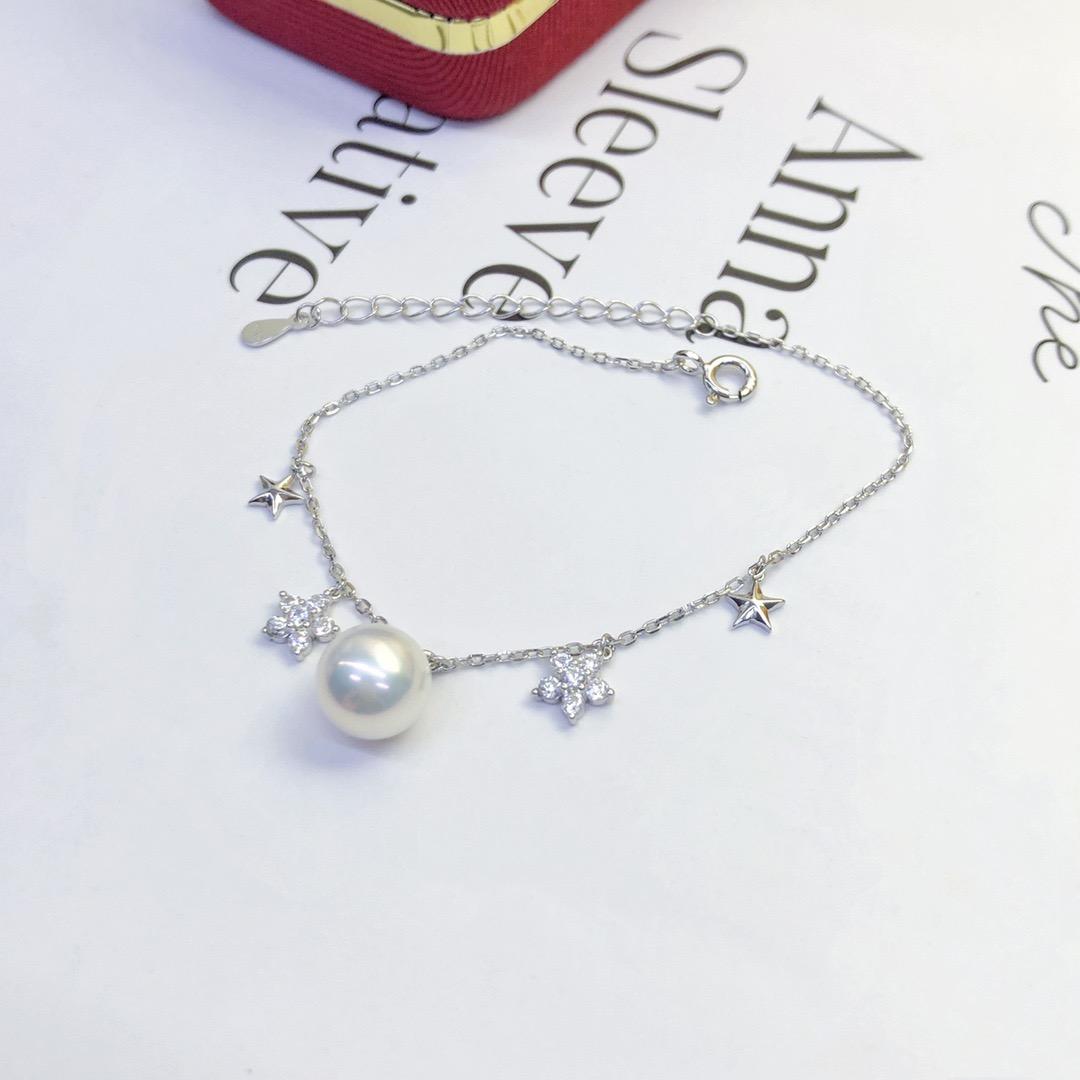 B5034 8-9mm 925 Sterling Silver Pearl Bracelet Setting | DIY Pearl Bangle Base Mounting Jewelry Finding, Pearl Not Included 925 SILVER