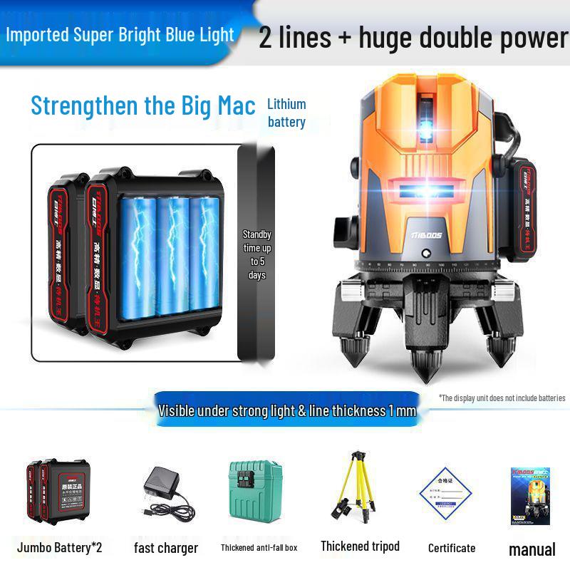 Vysoce přesná infračervená 5-liniová laserová vodováha pro stěnu a podlahu, samonivelační, zelené světlo, pro venkovní použití