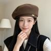 Korean Alphabet Embroidery Temperament Octagonal Beret Female Autumn and Winter Versatile Face Small Literary Newsboy Painter Hat Tide