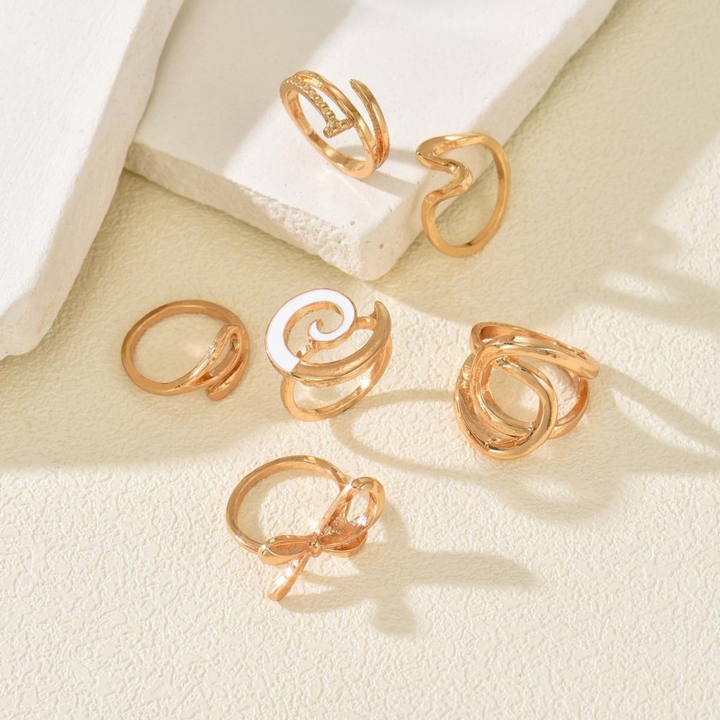 Geometric ring European and American jewelry women's irregular line hollow design ins stacked ring set