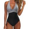 One Piece Swimsuit Women Backless Swimwear Leopard Print Swimsuit Floral Lace Up Bikini Summer 2025 Holiday Beachwear New