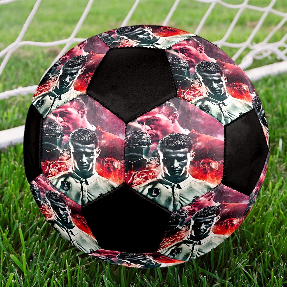 Pallone Calcio a 5 CR7 Colorato Per Tutte le Età Misura 5 Cucito a Macchina PVC Pronto per la Competizione Resistente Alta Rimbalzabilità