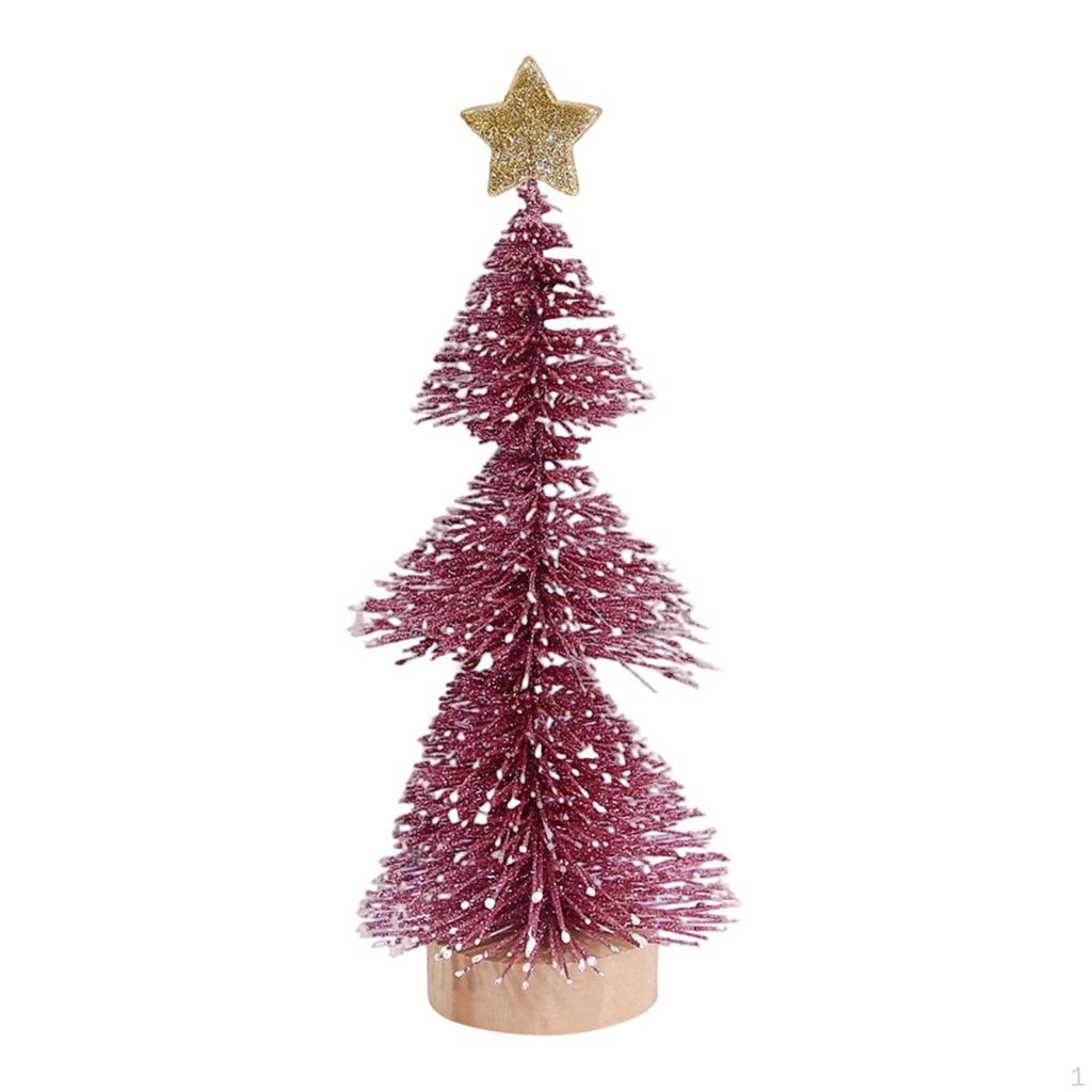 25cm Mini Christmas Tree with Wooden Base And Snow for Festive Table Decor