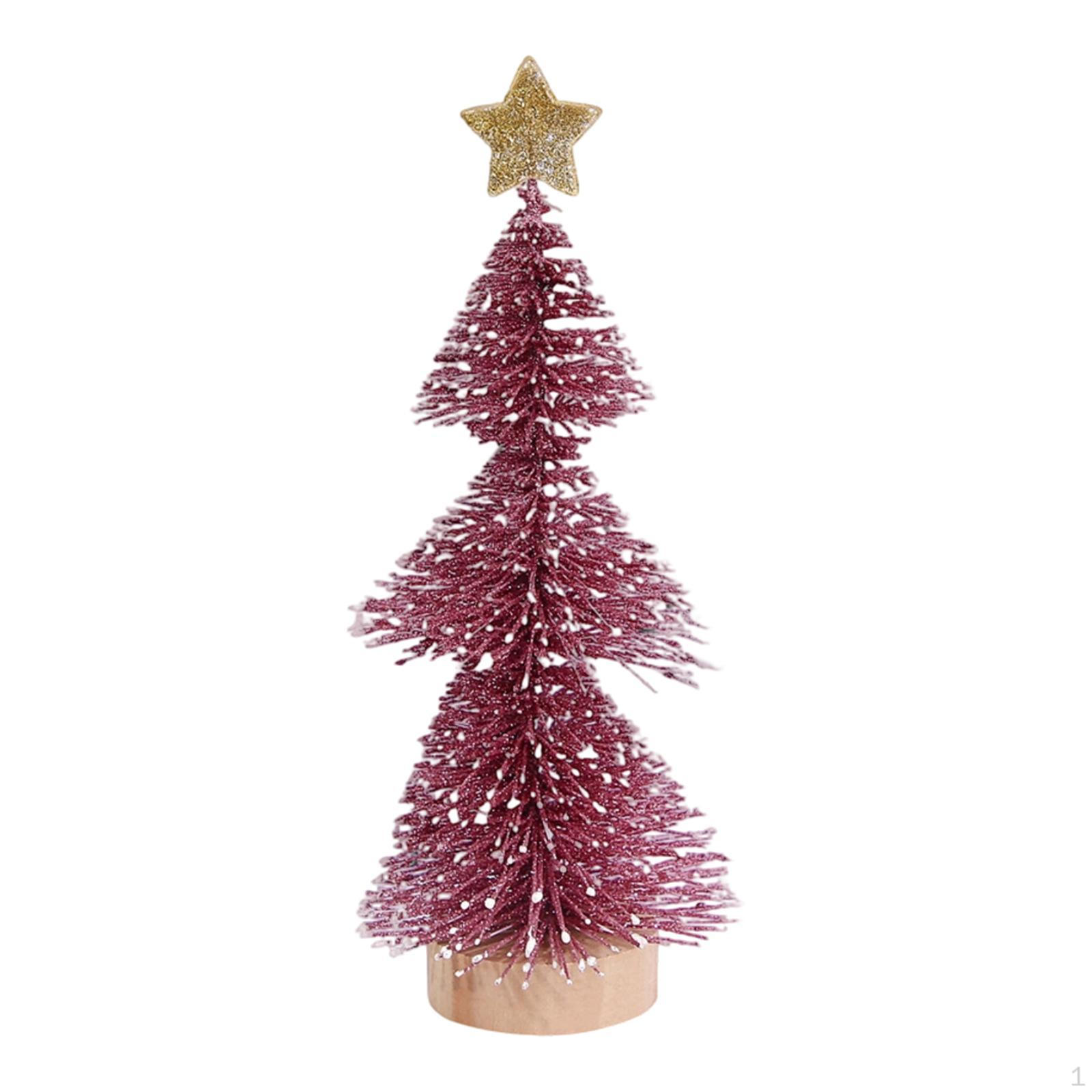 25cm Mini Christmas Tree with Wooden Base And Snow for Festive Table Decor