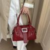 Yogodlns Women Y2K Bowling Handbag Retro Metal Buckle Design Shoulder Bag Vintage Faux Leather Detachable Strap Crossbody Bag for Shopper