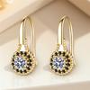 Charm Female Black White Round Zircon Stone Drop Earrings Cute Trendy Bridal Silver Color Wedding Jewelry For Women