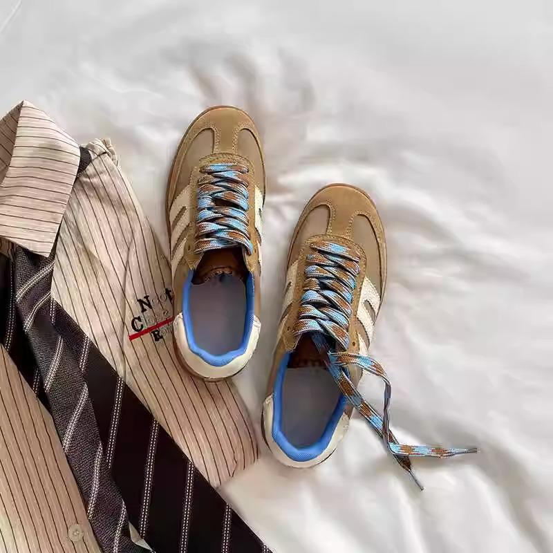 DONGJI Retro Genuine Leather Color Block German Trainer Casual Sneakers - Spring 2025 Edition