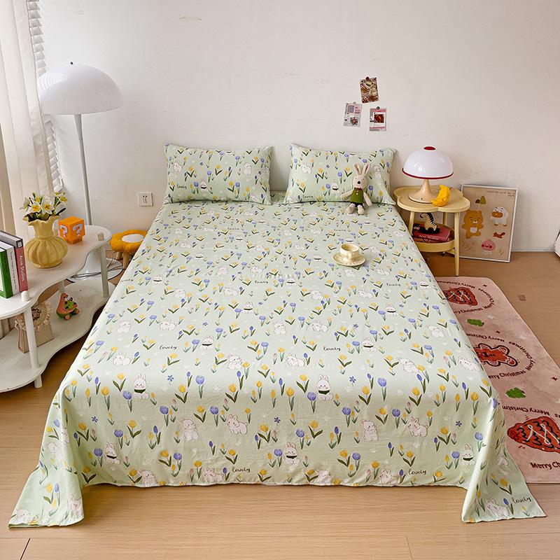 Skin-friendly Flat Bedsheet Cartoon Style Bed Linen Printed Bed Sheet Single/Double Flat Sheets sabana (Pillowcase Need Order)