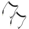 2pcs Universal 3.5mm To Male Flash PC Sync Cable Coiled Cord with Screw Lock for Digital Cameras