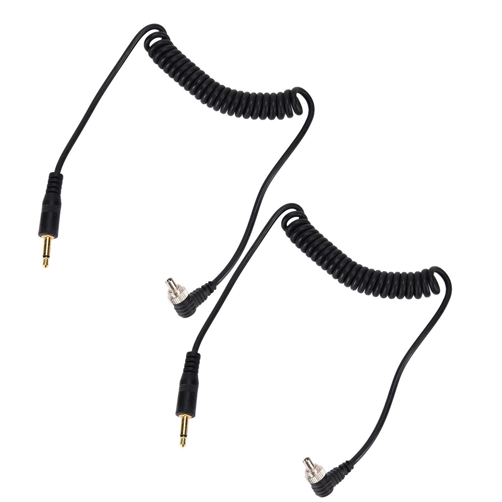 

2pcs Universal 3.5mm to Male Flash PC Sync Cable Coiled Cord with Screw Lock for Digital Cameras