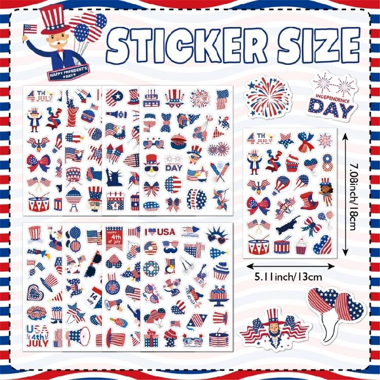 24 Sheets Independence Day Decorative Sticker Waterproof Sticker For Notebook Luggage Gift Packaging Decoration