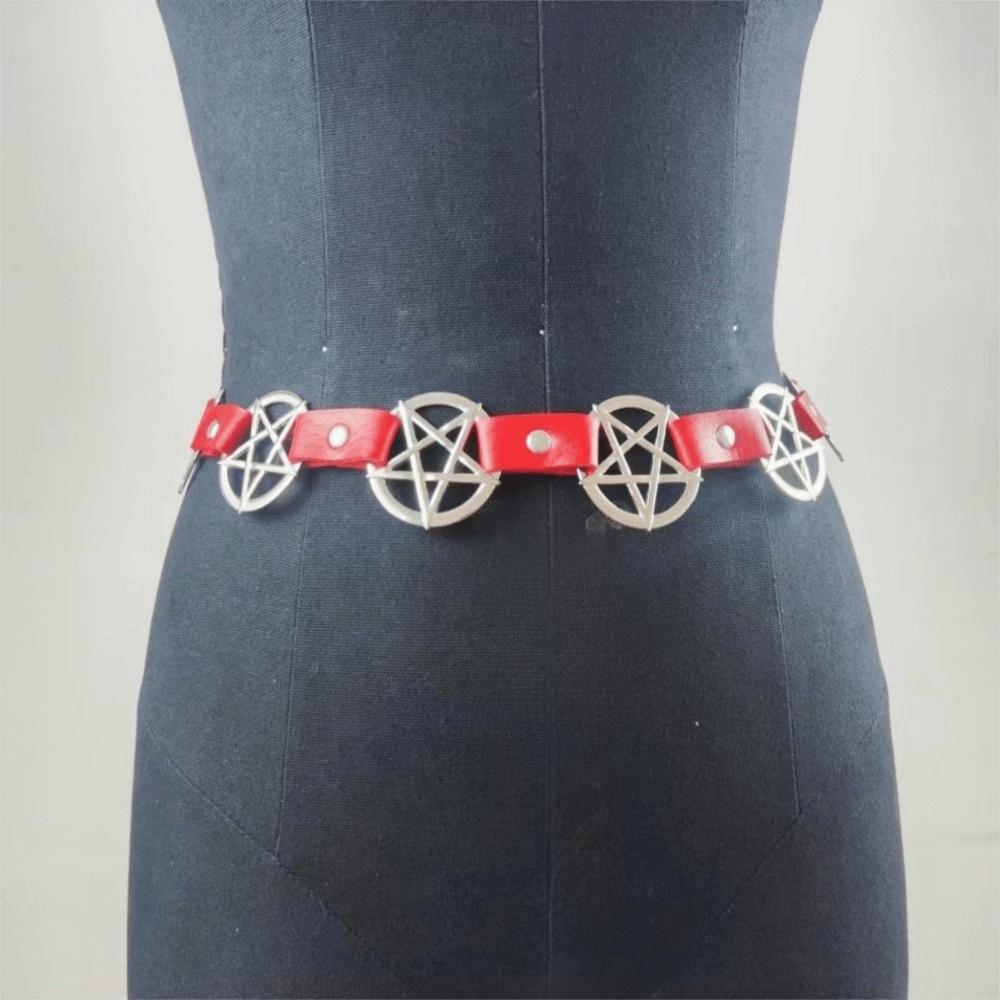 Y2K Pentagram Metal Chain  for Women Streetwear Dress Waist Accessory