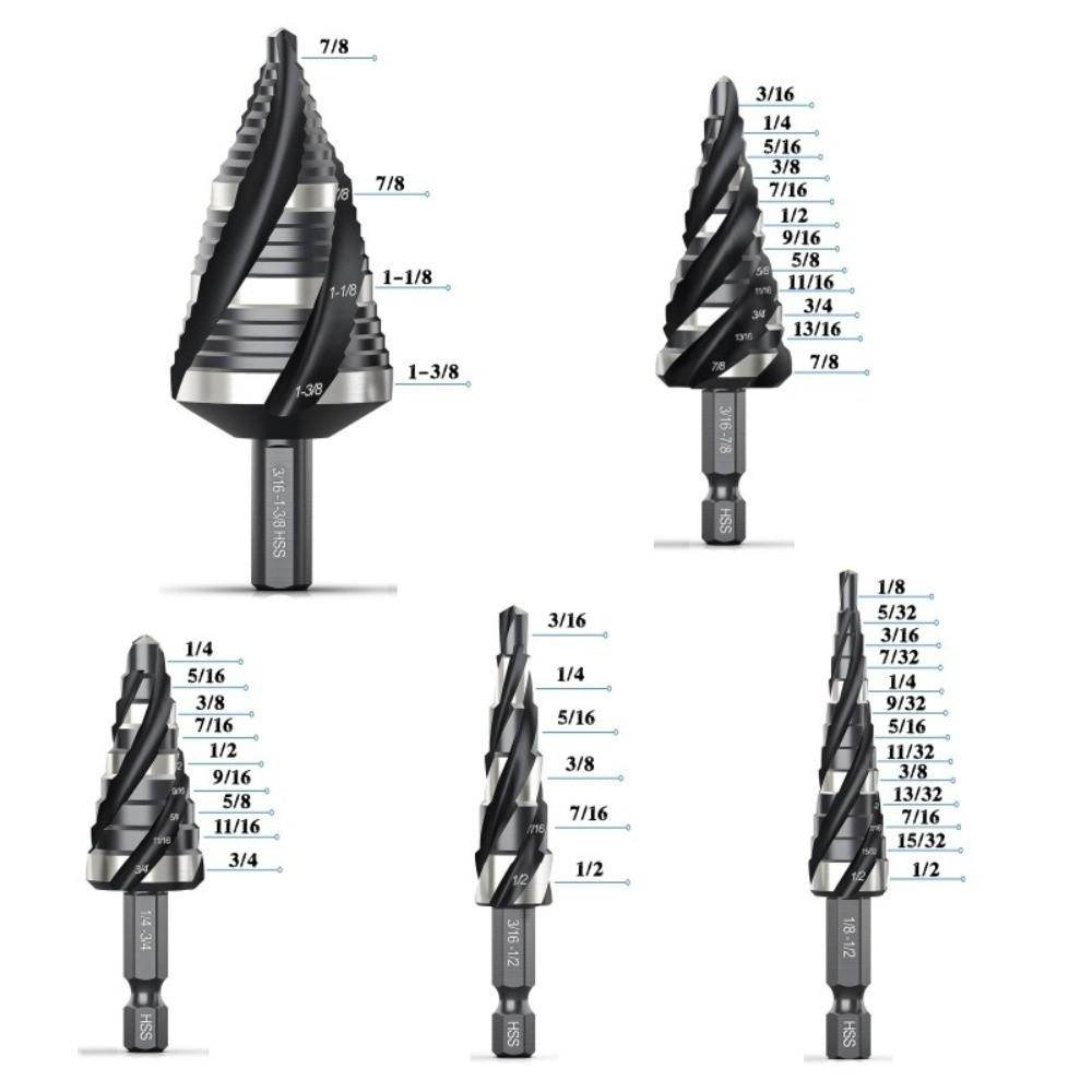 Four Spiral Flute Step Drill Bit Spiral Groove Wood Metal Hole Opener Punch Holes Drill Bit