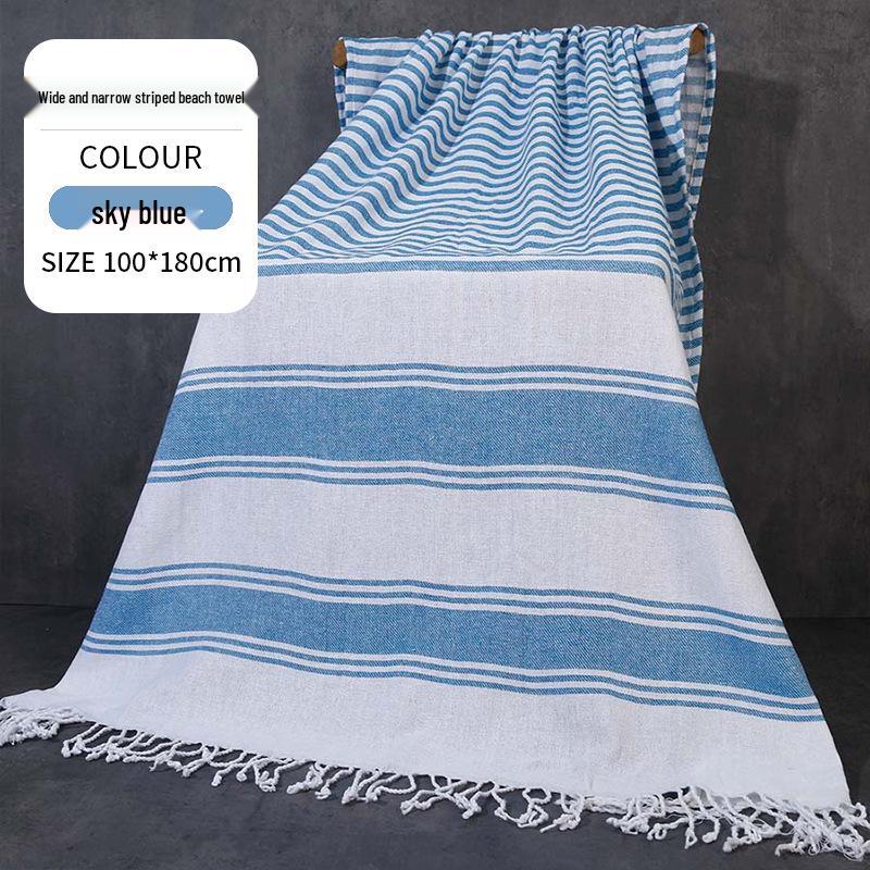 Large & Thick Tassel Turkish Beach Towel – Absorbent, Outdoor Sunscreen Bath Towel