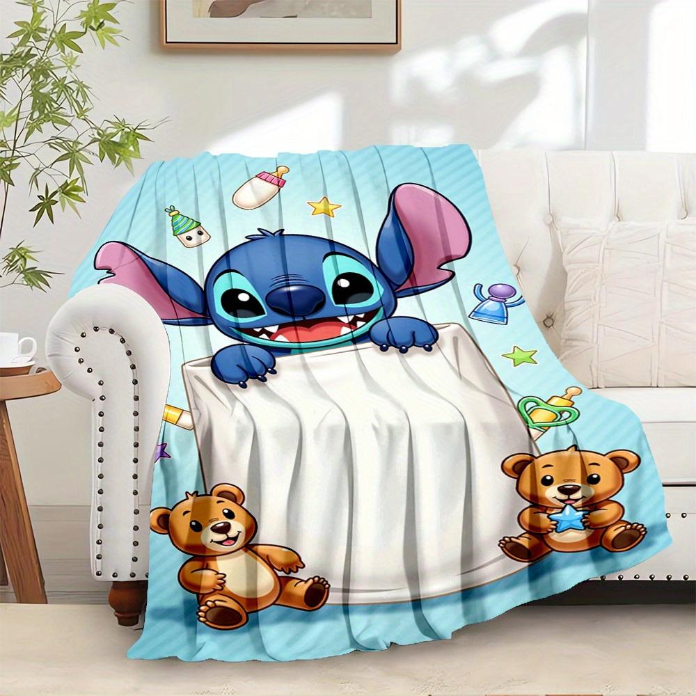 

1 pc flannel cute Stitch cartoon pattern small bed blanket, suitable for ation, soft and comfortable, ideal as a birthday gift or home decor 130x150cm
