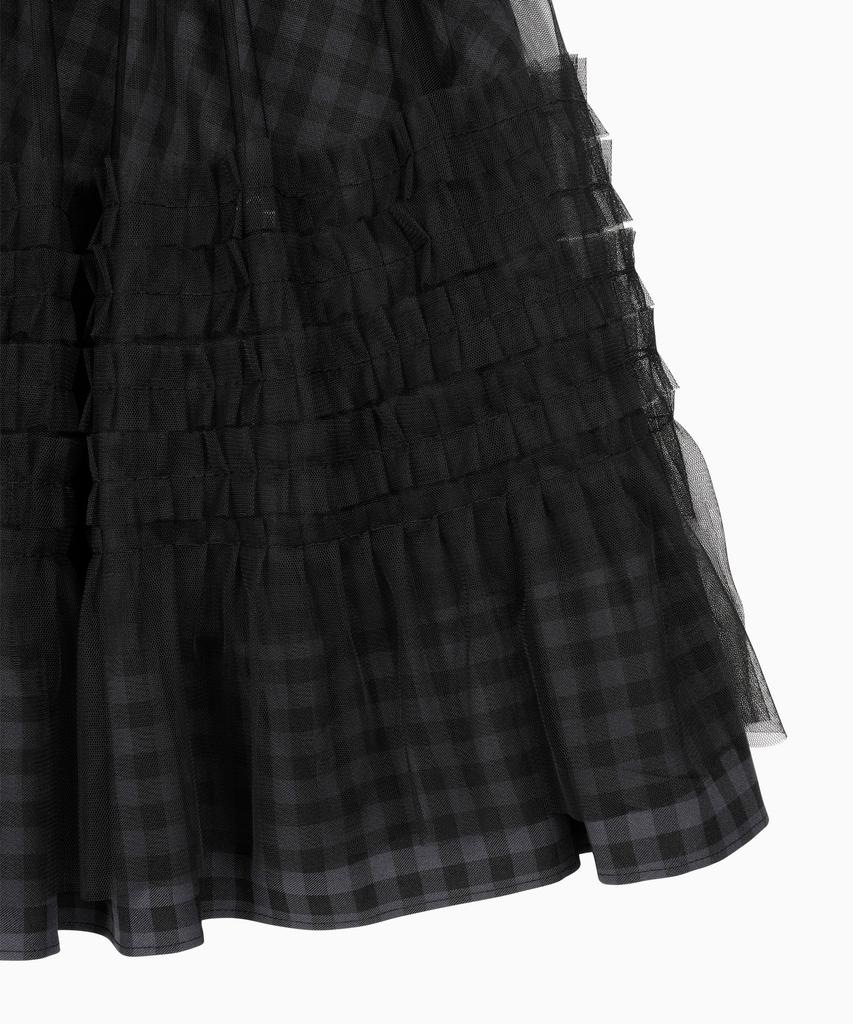 Ohesio Layered Sheer Frill Skirt, Khaki Check