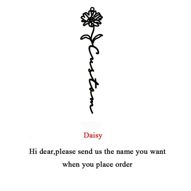 Custom Flower Name Necklaces Stainless Steel Pendant Personalized Rose Nameplate Choker Pendant Necklace Lover Jewelry Souvenir GiftFlower Necklaces