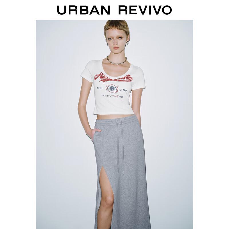 UR 2025 Summer Women s Color-block Print Slim T-Shirt S