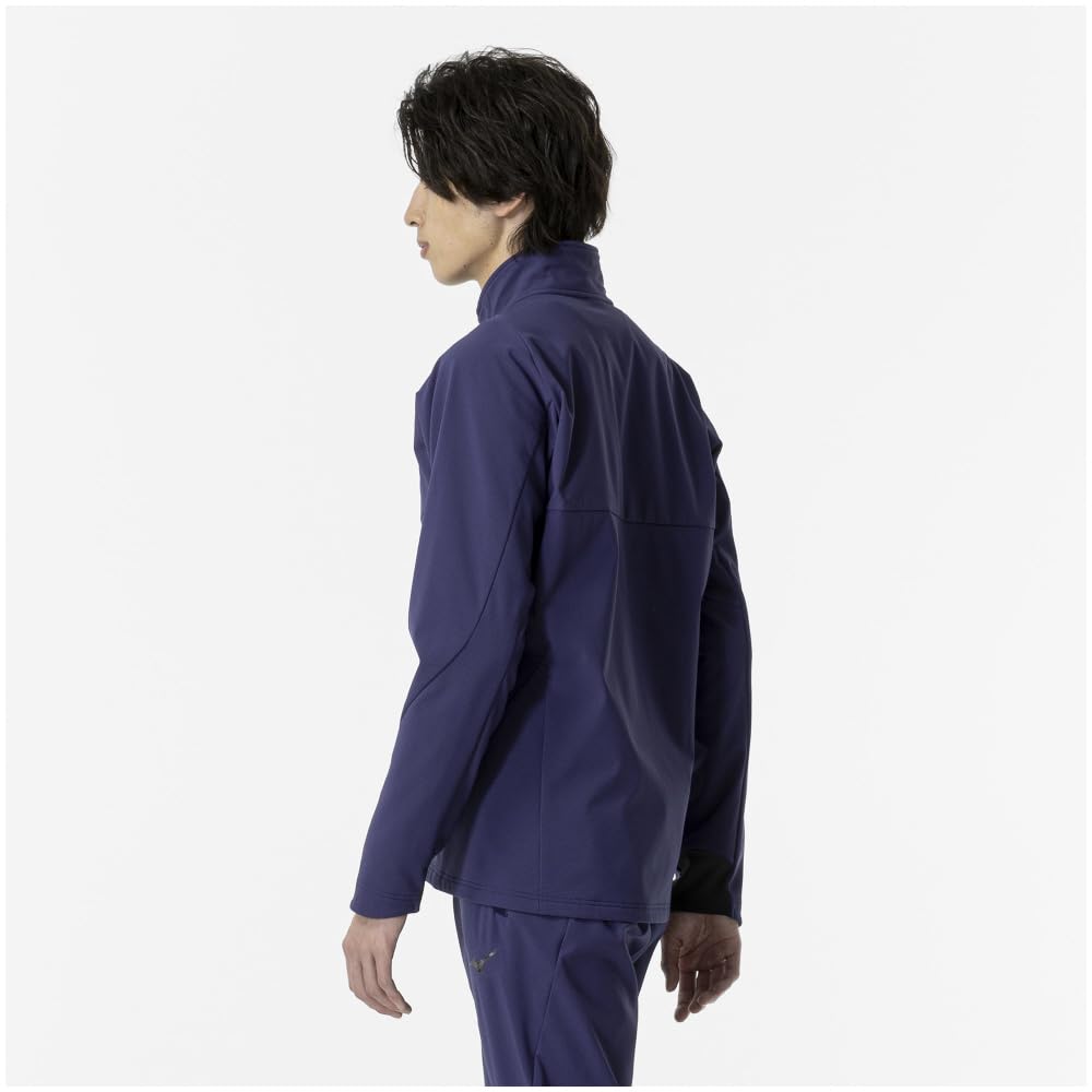Mizuno Tech Shield Training Blue Size S Jacket, Windproof, Stretch, Water-Repellent, 32MCA552, Men's Depth,