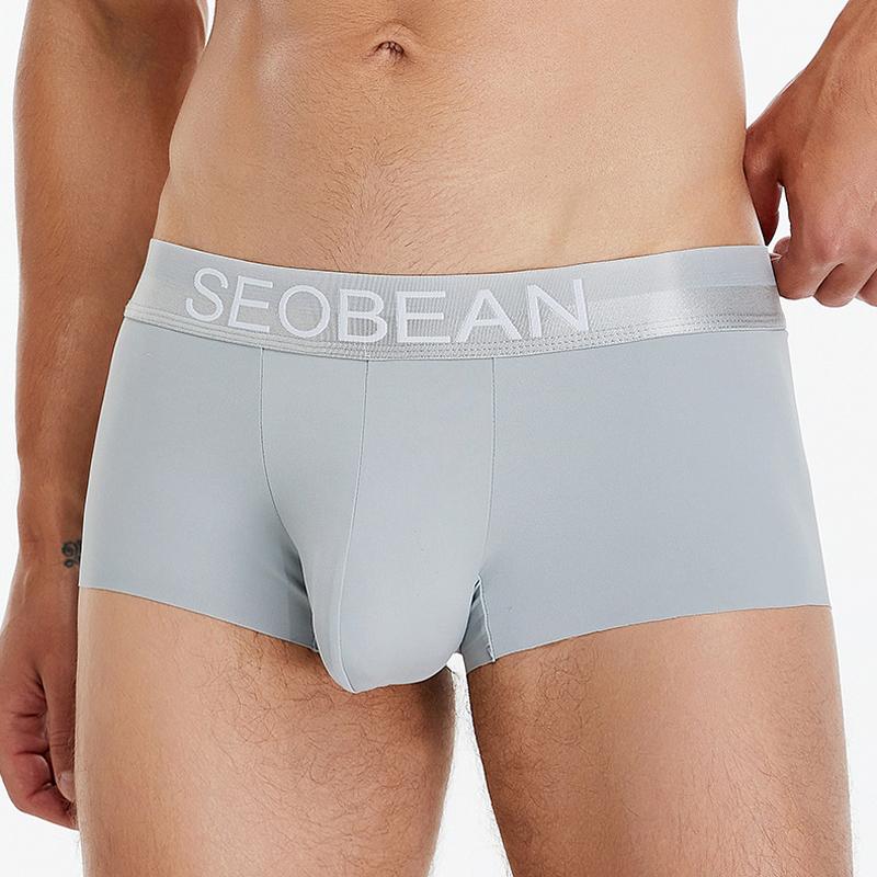 Male Sexy Ice Silk Panties Men Solid Color Boxers Underwear Low Waist Comfortable Man Boxer Shorts Underpants