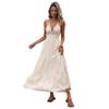 2026 Sleeveless V-neck Halter Lace Patchwork Long Dress with Open Back