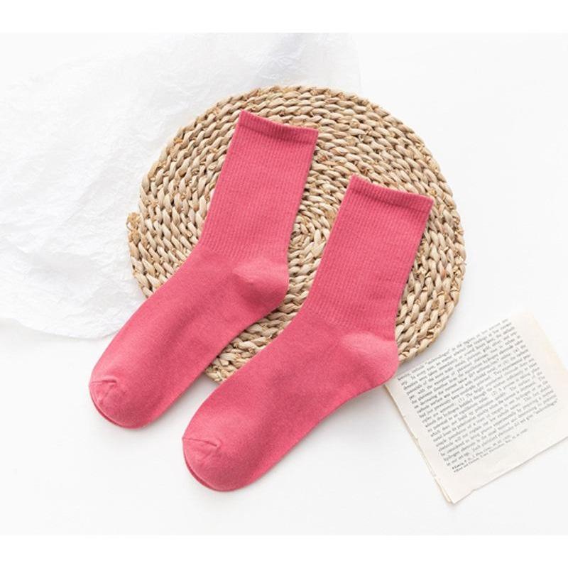 CHAOZHU Ins Fashion 40+ Colors Combed Cotton Skateboard Women Men Socks Unisex Stretch Soft 4 Seasons Fit Basic Daily Sock