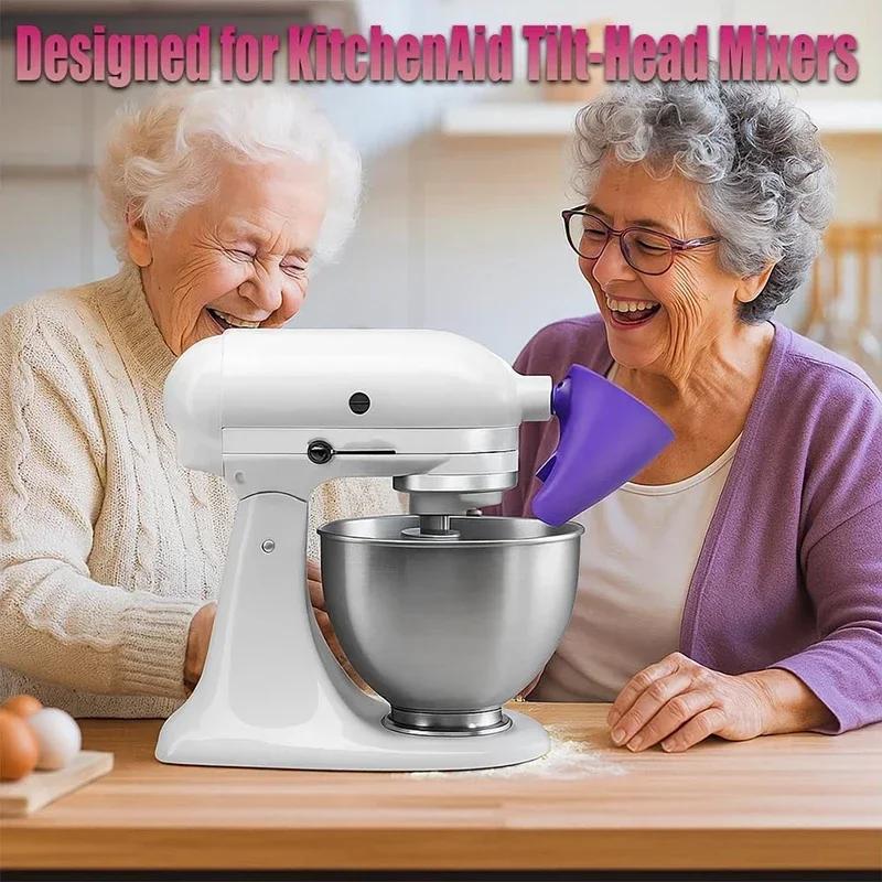 Flour Funnel Stand Mixer Attachment For Kitchen Aid Artisan Ksm150 Tilt-Head Plastic Powder Funnel With Easy-Pour Diameter