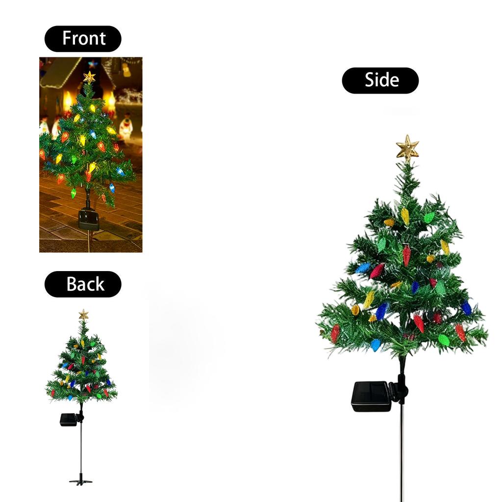 2PC Solar Christmas Tree Lights Outdoor Waterproof Christmas Holiday Atmosphere Decoration Courtyard Garden Ground  Lights
