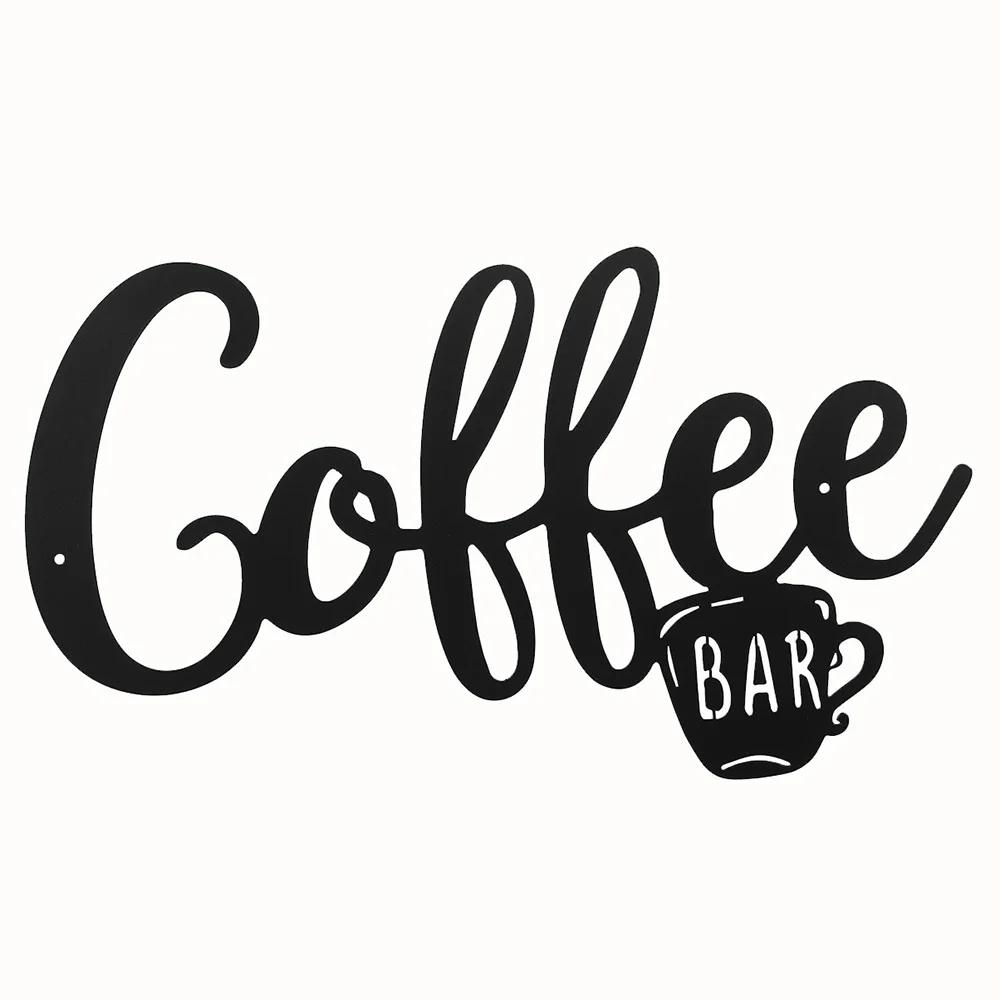 1pc Coffee Hanging Wall Sign – Metal Wall Decor with Coffee Cup Design, Black Wall Art for Coffee Bar, Stylish Home Decoration