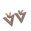 Elegant V-Shaped Diamond Stud Earrings: Luxe Autumn/Winter Design, Versatile Two-Wear, Exquisite Jewelry for Women