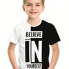 Kinderbekleidung Jungen T-Shirt Kurzarm Kinder T-Shirt 3D Buchstaben Print Lässig Rundhals Kinder Sommerkleidung Jungen Kleidung Oberteile