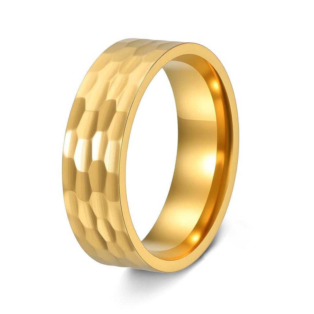 Cross-border Hot Sale Square Hammered Texture Ring Set: Simple Daily Commute & Outdoor Sports Finger Rings