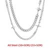 Hip Hop Double-layer Star Cross Necklace For Man Woman Titanium Steel Clavicle Chain Choker Punk Male Accessories