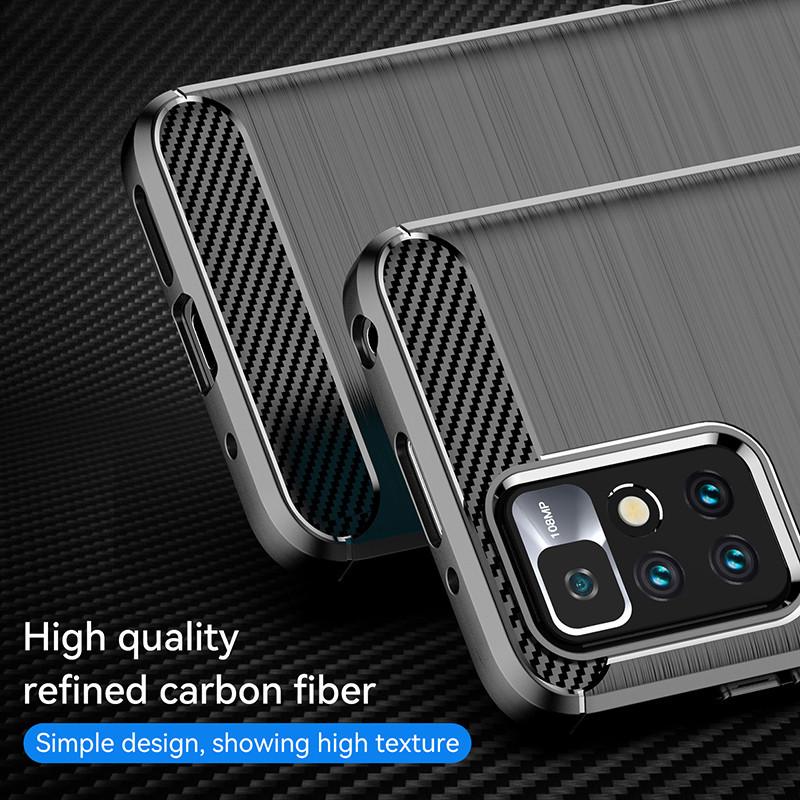 Θήκη Για Redmi 10 Για Xiaomi Redmi 10 4G Κάλυμμα 6.5 ιντσών Αντικραδασμικό Σιλικονούχο Μπράτσο Από Ανθρακονήματα Για Redmi 10 Prime 2022