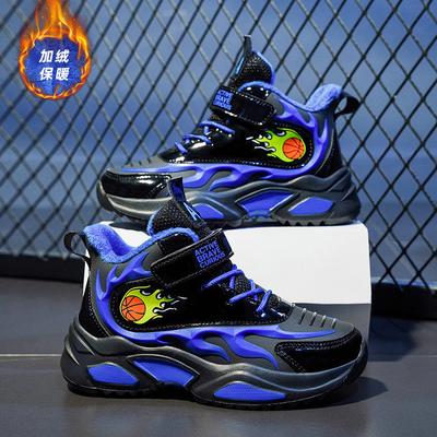 Kinder Samt warm zwei Baumwollschuhe mittelgroße und große Kinder Lederoberfläche lässig rutschfest Sportschuhe Jungen Basketballschuhe Außenhandel